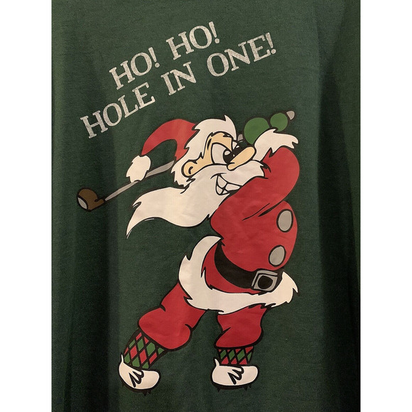 HOLIDAY FUN FLEECE Ho! Ho! Hole in One Santa Christmas Sweatshirt Men's Size 3XB - Picture 2 of 6
